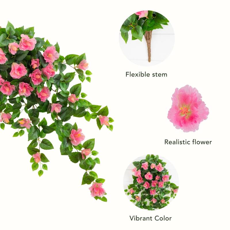 41-in UV Resistant Artificial Hibiscus Hanging Plant - Set of 2