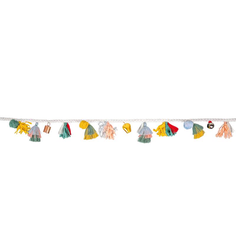 HGTV Home Collection Boho Bell & Tassel Garland, Multicolor, 72 in - 72 in