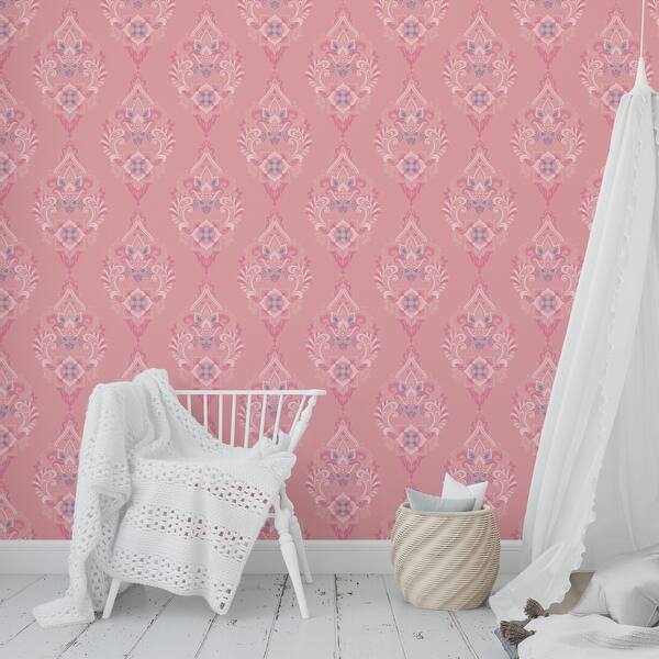 Shop Boho Damask Pink Peel And Stick Wallpaper By Kavka Designs 2 X 16 On Sale Overstock 31637997