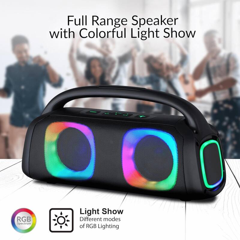 IQ Sound Portable Bluetooth Speaker with RGB Lights and TWS-Enhanced Stereo Sound