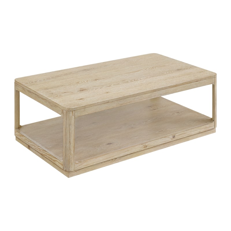Delray Natural Wood 50-Inch Coffee Table with Shelf