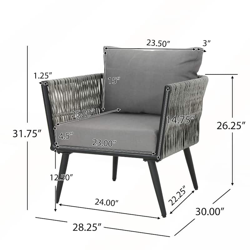 Rustic Aluminum Faux Rattan Patio Club Chair