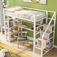 preview thumbnail 2 of 5, Twin Size Metal Loft Bed with Built-In Desk, Storage Staircase and Shelves, White