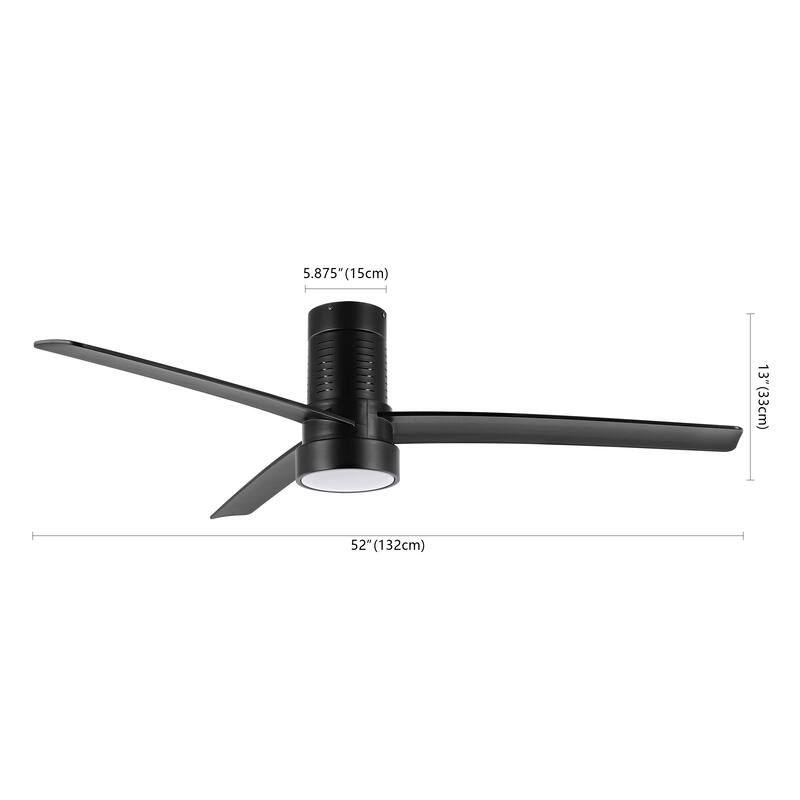 SAFAVIEH Lighting Tifanie Led Ceiling Fan - 52 In. W x 52 In. D x 13 In. H - Black - 52Wx52Dx13H
