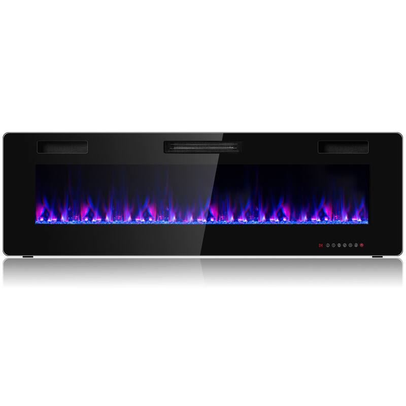 Gymax 60'' Fireplace Electric Recessed Wall Mounted Heater w/ Remote