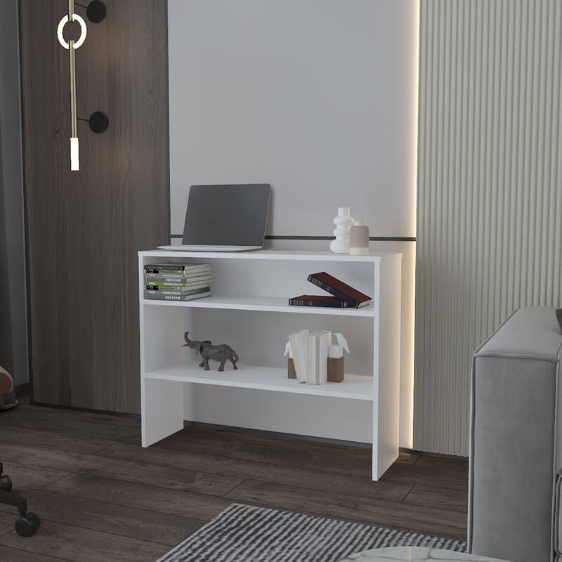 Vail Console table in Melamine with Open Storage, White - White