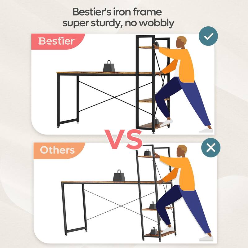 Computer Desk Home Office Computer Desk with 4 Shelves & Hooks