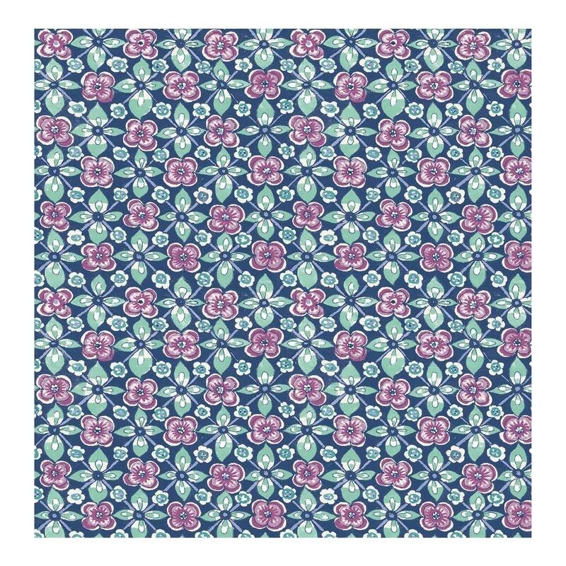 Free Spirit Indigo Floral Wallpaper - 20.5in x 396in x 0.025in