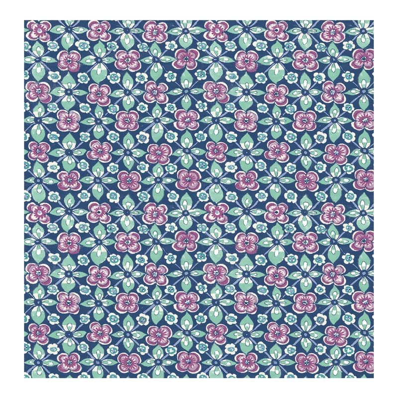 Free Spirit Indigo Floral Wallpaper - 20.5in x 396in x 0.025in