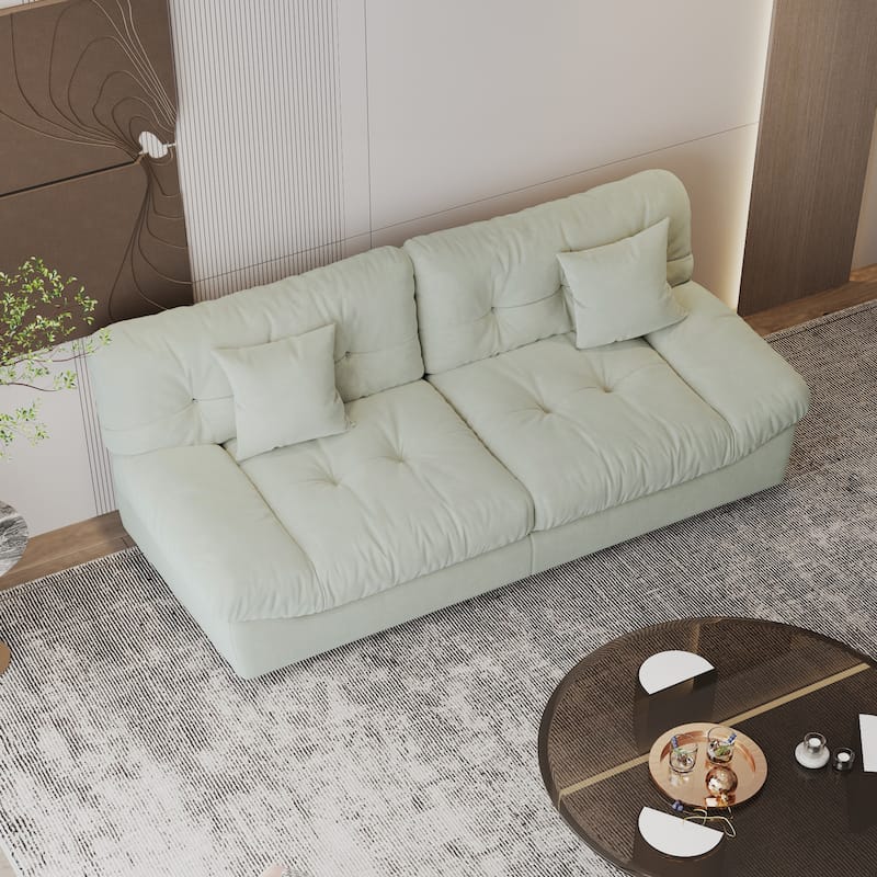 Modern Sanded Velvet Cloud Loveseat Sofa Sectional Couch for Living Room