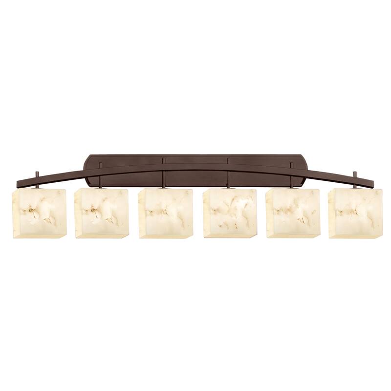 LumenAria Archway 6-Light Dark Bronze Bath Bar, Faux Alabaster Rectangle Shade