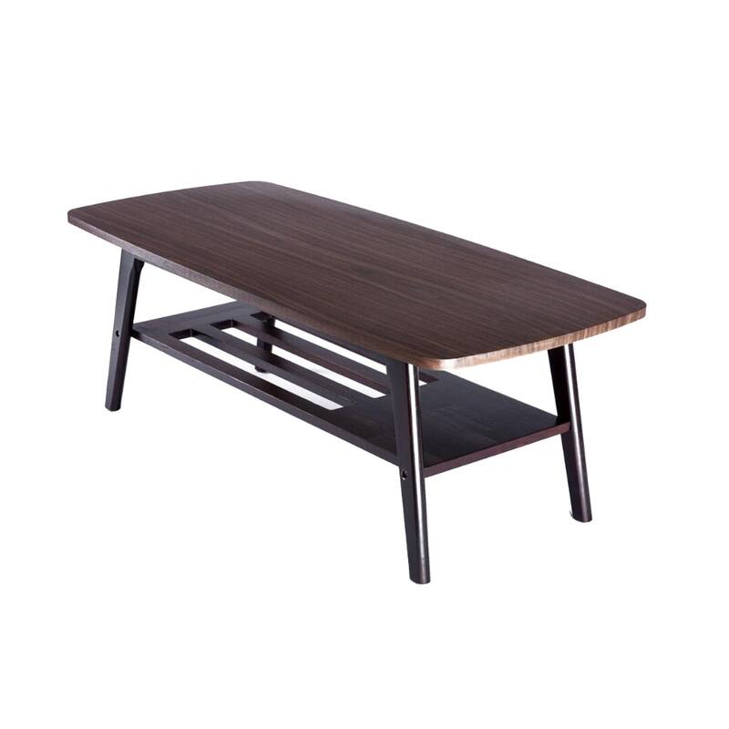 47 Inch Modern Wood Coffee Table with Bottom Shelf, Espresso Brown - 21.5L x 47W x 16.5H