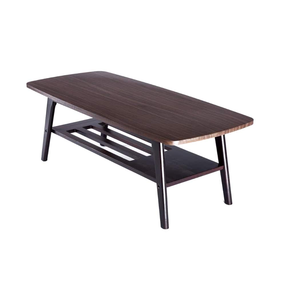 47 Inch Modern Wood Coffee Table with Bottom Shelf, Espresso Brown - 21.5L x 47W x 16.5H