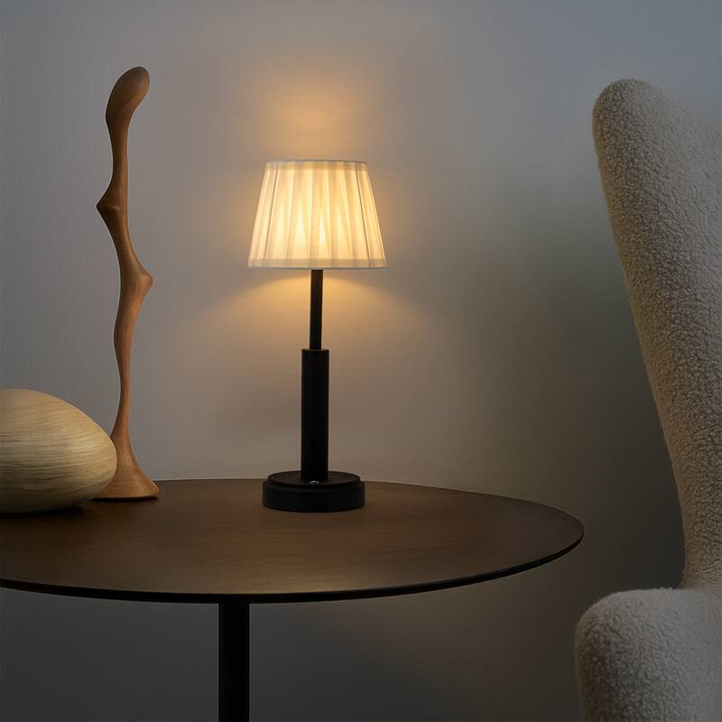 Modern Rechargeable LED Table Lamp with Fabric Shade Classic Touch Control USB Cordless Nightstand Light for Bedroom - W6''