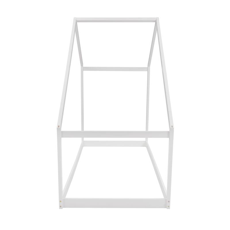 Twin Size White Wooden House Bed Frame for Kids