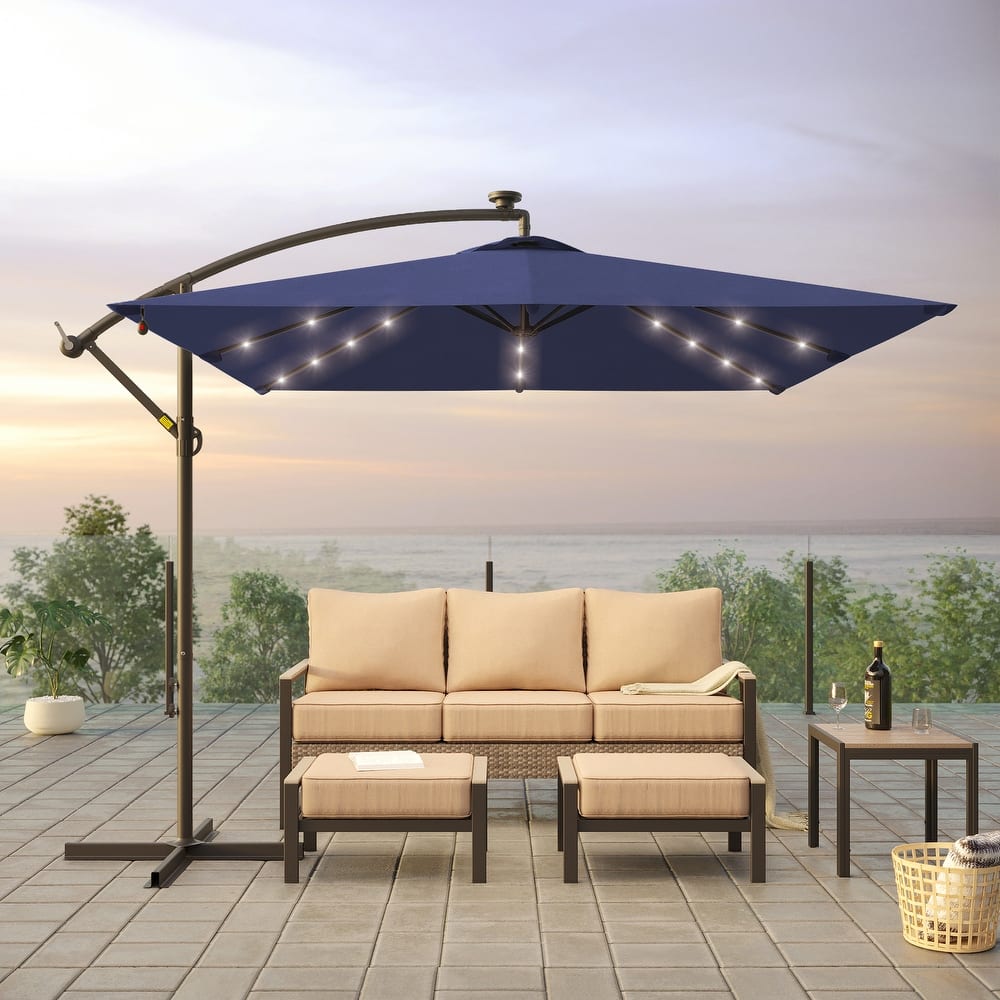 BONOSUKI Outdoor Umbrella,8.2x8.2ft Canopy Offset Umbrella With LED
