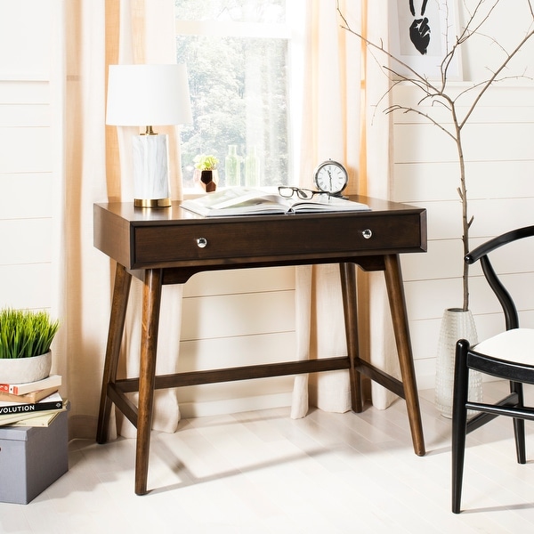 SAFAVIEH Isadora 38-Inch Wood Century Desk, Walnut, Modern - Bed