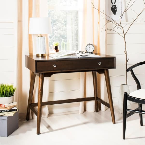SAFAVIEH Isadora Mid-Century Walnut Modern Desk - Bed Bath & Beyond ...