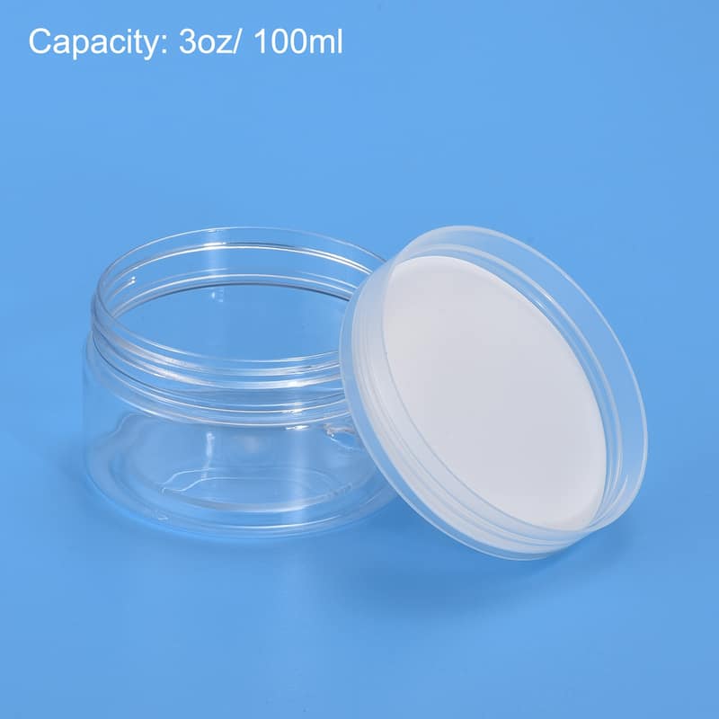 Round Plastic Jars with Transparent Screw Top Lid, 6Pcs