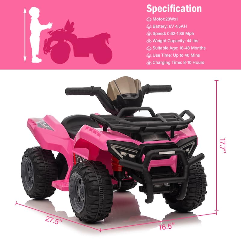 6V Ride On Car 4 Wheeler with Music for Toddlers 1-3 Years
