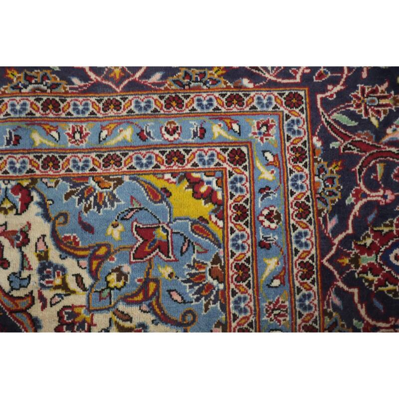 Hand Knotted Oriental 100% Wool Carpet Traditional Floral Red Kashan Area Rug - 13' 5'' X 9' 7''