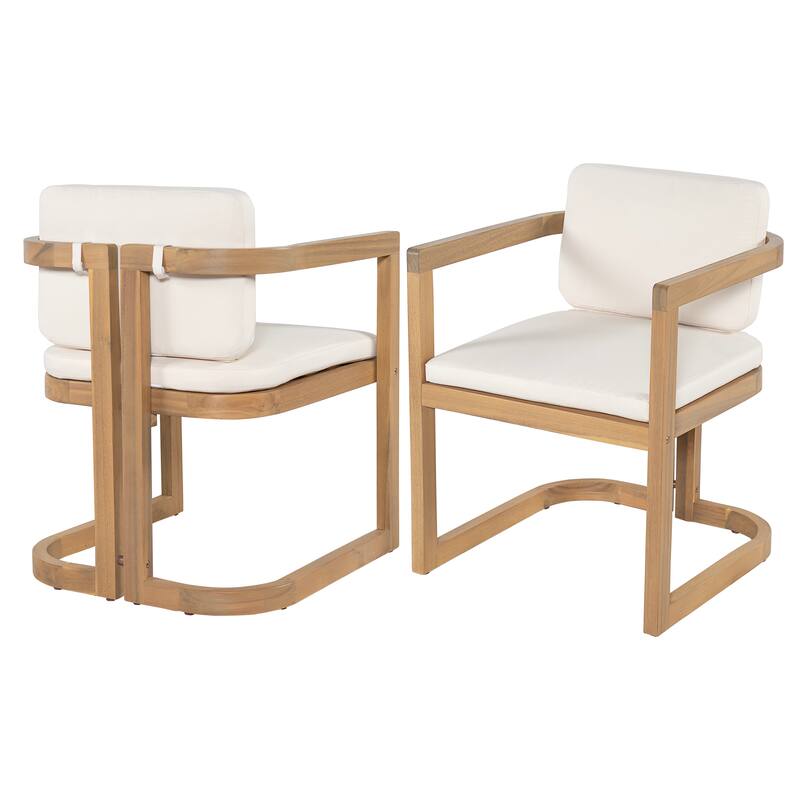 Christopher Knight Home - Outdoor Acacia Wood Dining Chairs with Cushions - Set of 2