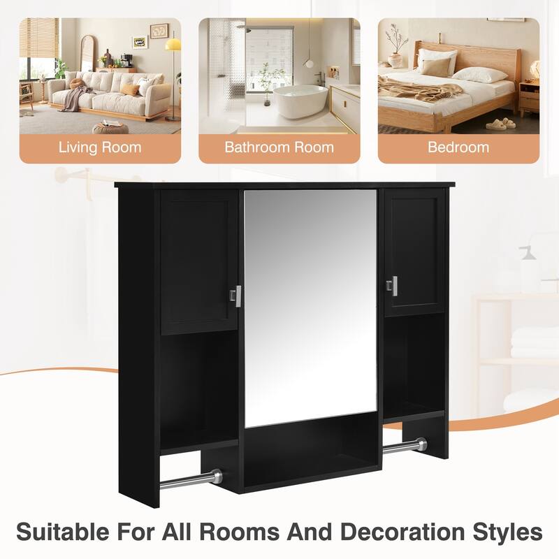 35"x 28" Modern Wall Mounted Bathroom Storage Cabinet, Bathroom Wall Cabinet with Mirror, Medicine Cabinet