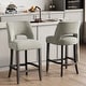 preview thumbnail 33 of 59, Upholstered Counter Height Bar Stools with wood legs for Kitchen Island Dining Room Set of 2 - Grey