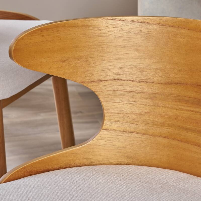 Mid-Century Set of 2 Bar Stools with Backrests Fabric Cushioned Seats, Solid Wood Legs for Dining Room Living Room and Bar
