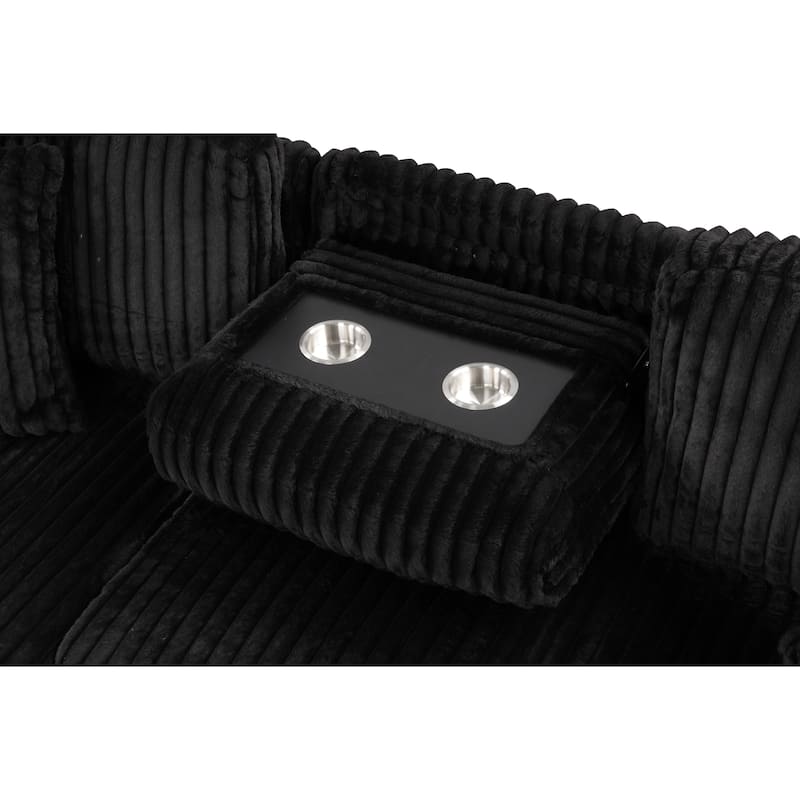 Plush Sectional in Black, Cream and Gray