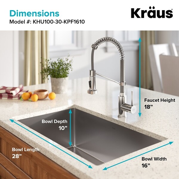 Kraus 3-in-1 Set Undermount Kitchen Sink, Pulldown Faucet, Dispenser