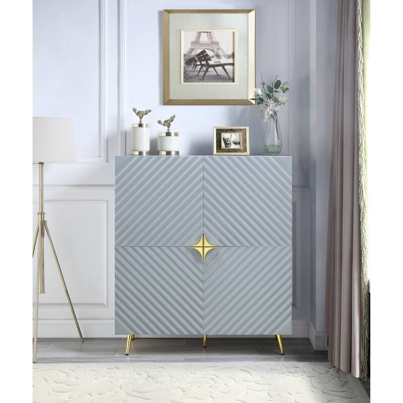 Accent Cabinet in Gray High Gloss Finish AC01032