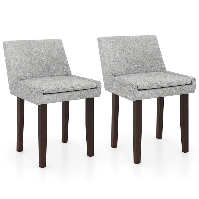 Gymax Modern Dining Chair Set of 2 w/ Mid Back & Cushioned Seat Solid - Grey