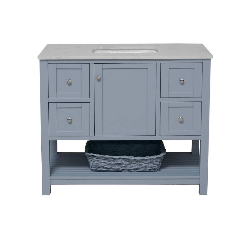 KitchenBathCollection Lakeshore 42" Bathroom Vanity with Engineered Carrara Top