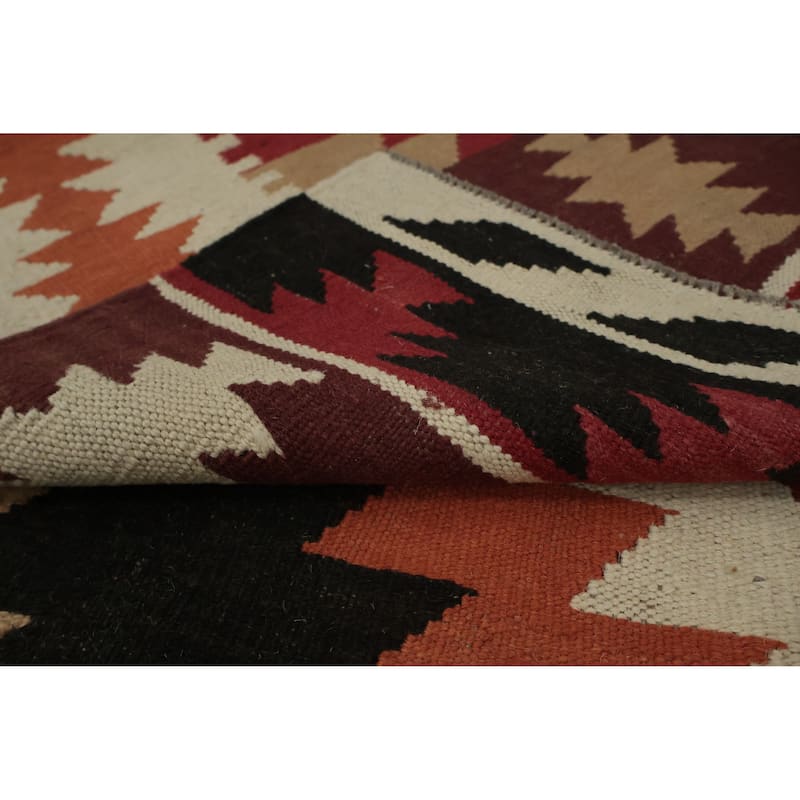 Hand Woven Oriental 100% Wool Carpet Southwestern Modern Multi-Colored Kilim Area Rug - 11' 9'' X 5' 0''