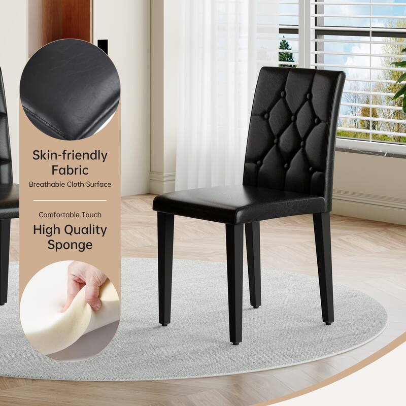 5-Piece Minimalist Retro Dining Table Set, Textured MDF Table & 4 Ergonomic PU Chairs, Fashion Design