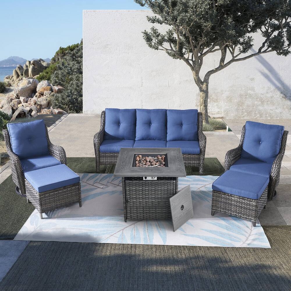 Pocassy Outdoor Sofa Swivel Rocking Chairs with 50,000 BTU