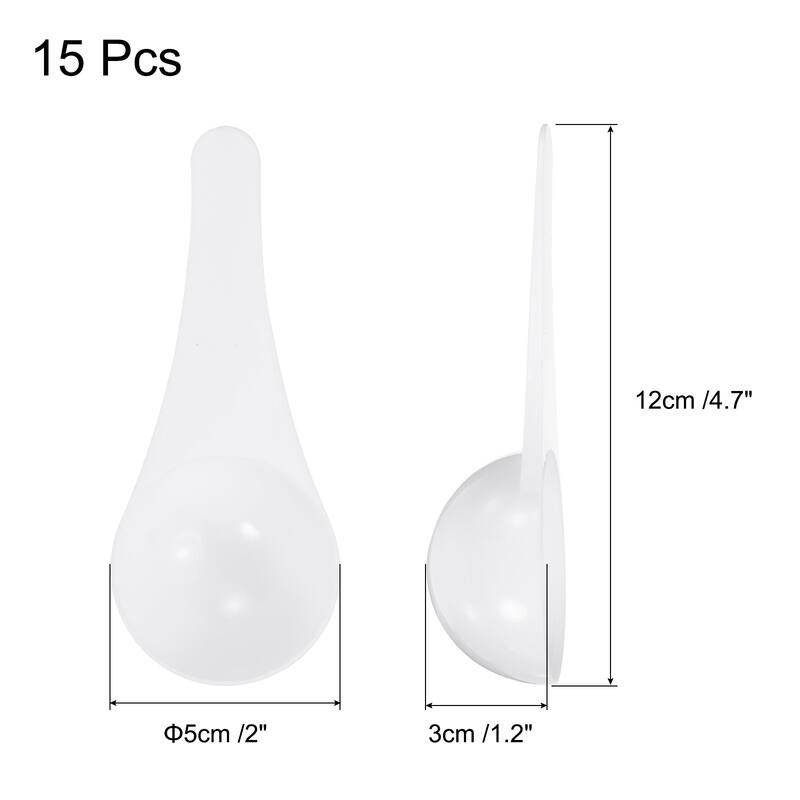 15 Pcs Measuring Spoon with Short Handle, Teaspoon Plastic Scoops, White - 15g