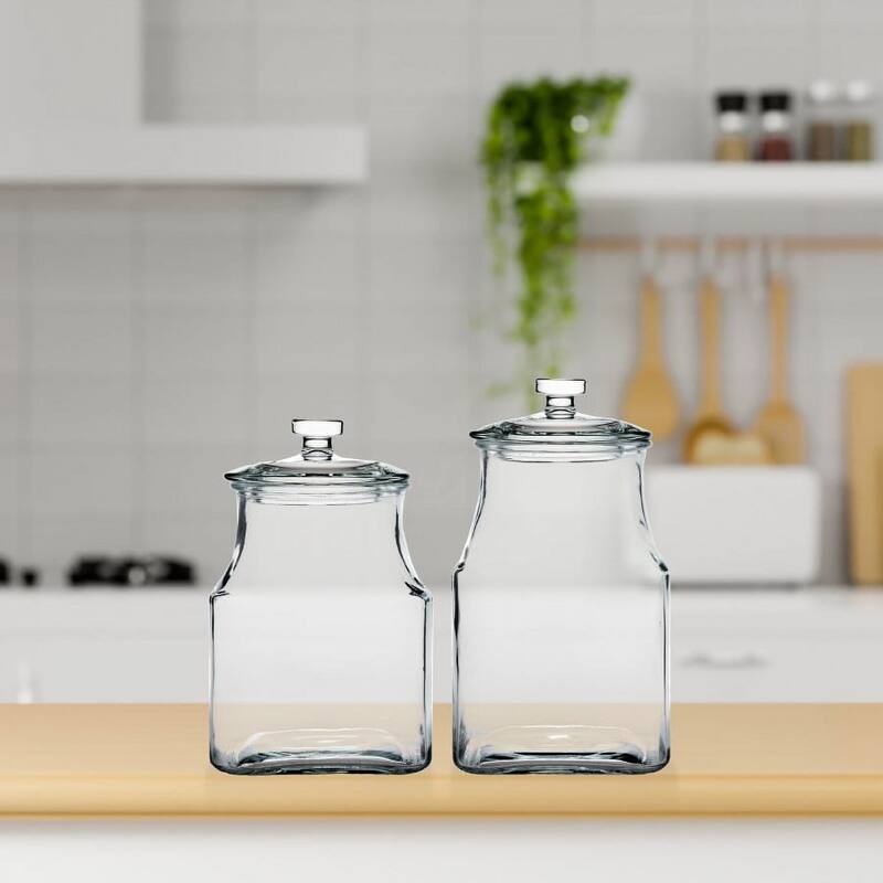 Amici Home Carlisle Glass Canister Square Jar Food Safe