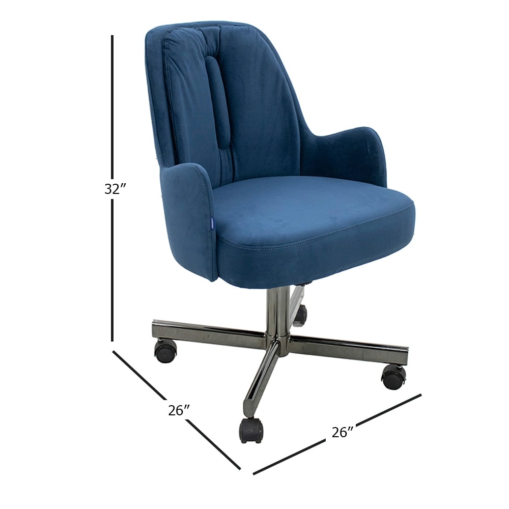 Chromcraft Fabric Dining Upholstered Caster Chair in Antonio Navy
