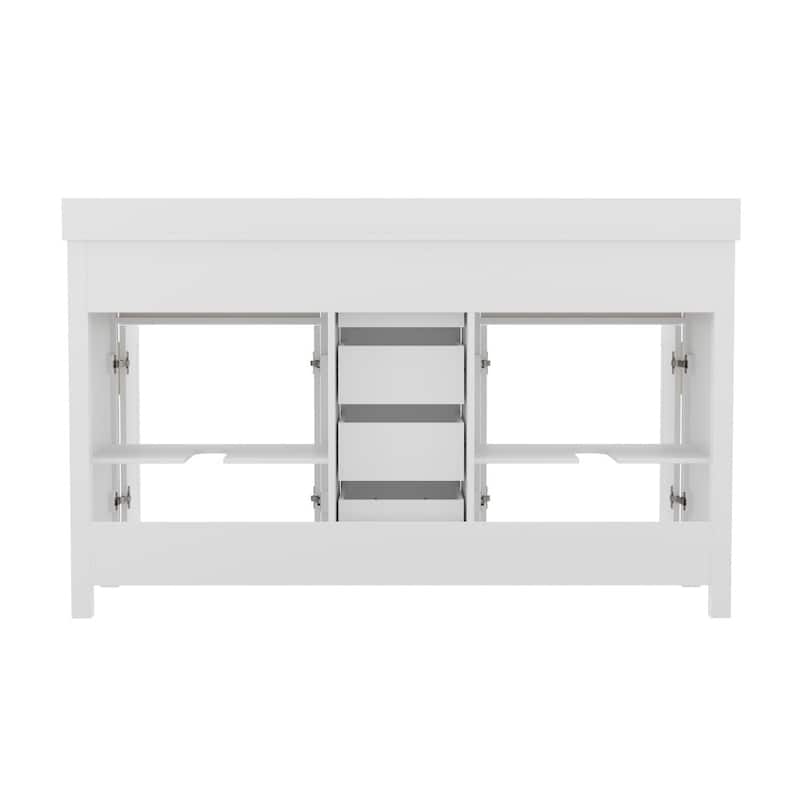 Bathroom Vanity with 2 Sinks, 2 Storage Cabinets, and 6 Drawers - 18.5"D x 60"W x 37.5"H