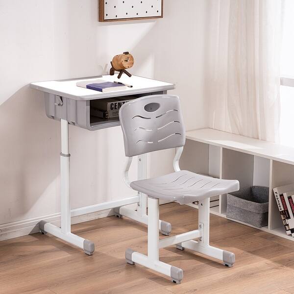 Shop Adjustable Students Children Desk And Chairs Kid S Table Set Overstock 31648017