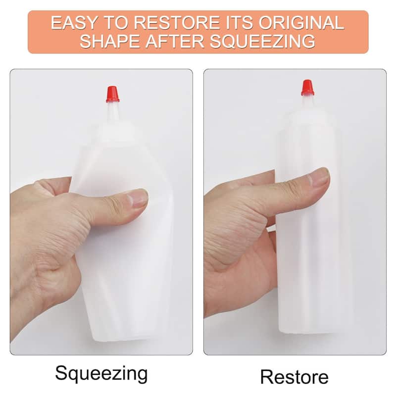 4pcs 8 OZ Plastic Condiment Squeeze Bottles with Red Cap Perfect - White - 2" x 7.3"(D*H)