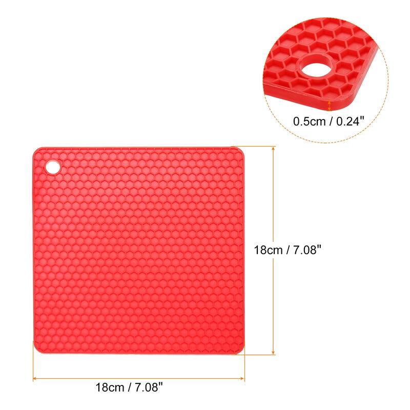 Silicone Trivet Mats 4pcs, Hot Pads Pot Holder for Countertop-Red - Red