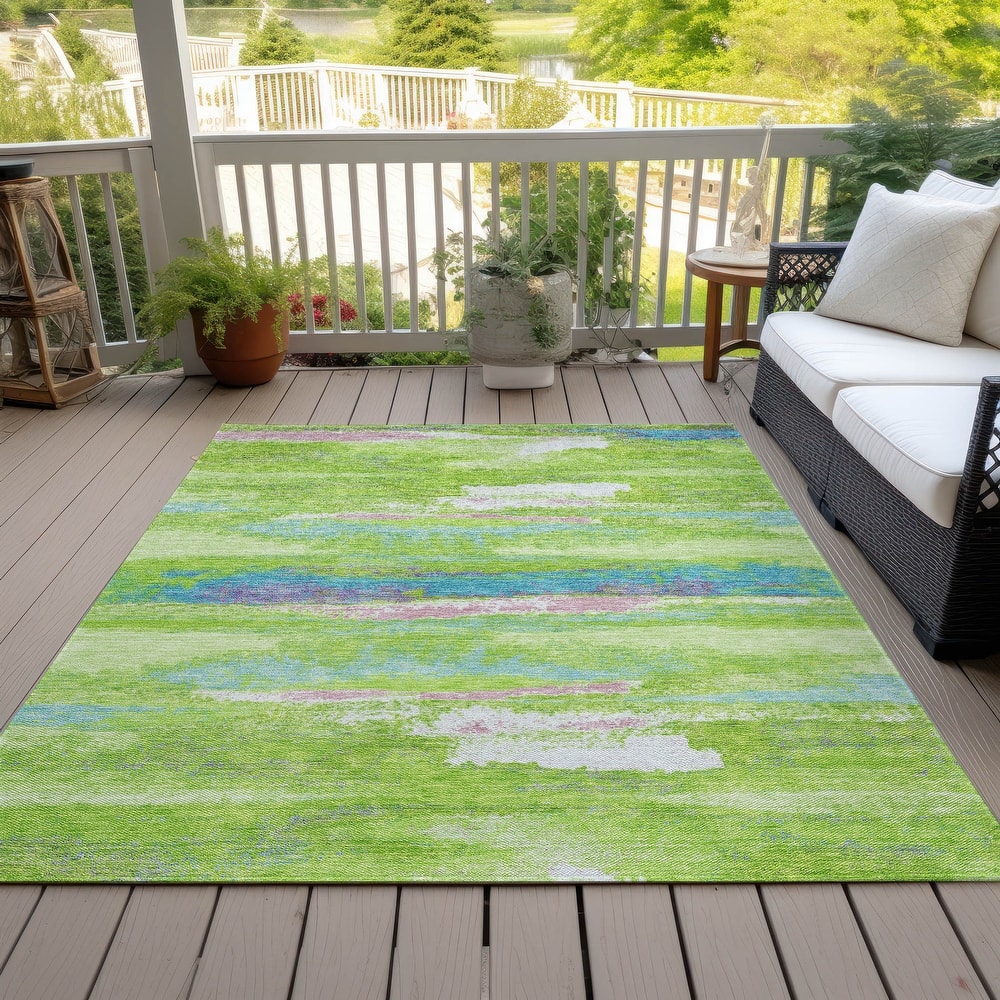 Machine Washable Indoor/ Outdoor Abstract Modern Chantille Rug