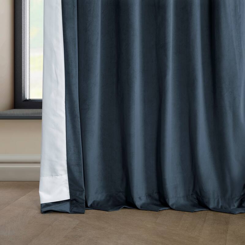 Exclusive Fabrics Heritage Plush Velvet Room Darkening Curtains (1 Panel) Luxury Velvet Curtains for Bedroom & Living Room. - 50 X 120 - London Blue