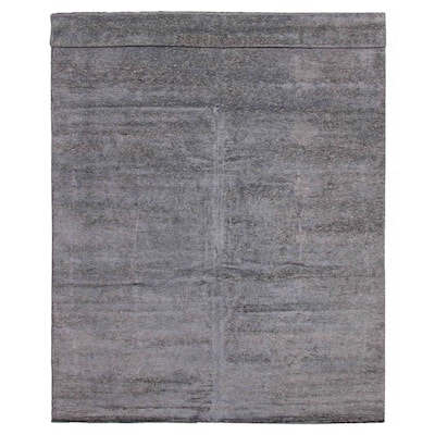 ECARPETGALLERY Hand-knotted Loreto Grey Silk Rug - 11'6 x 14'6