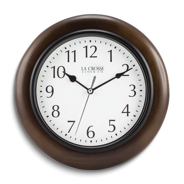 slide 2 of 3, Curata Walnut Finish Wood Quartz Wall Clock