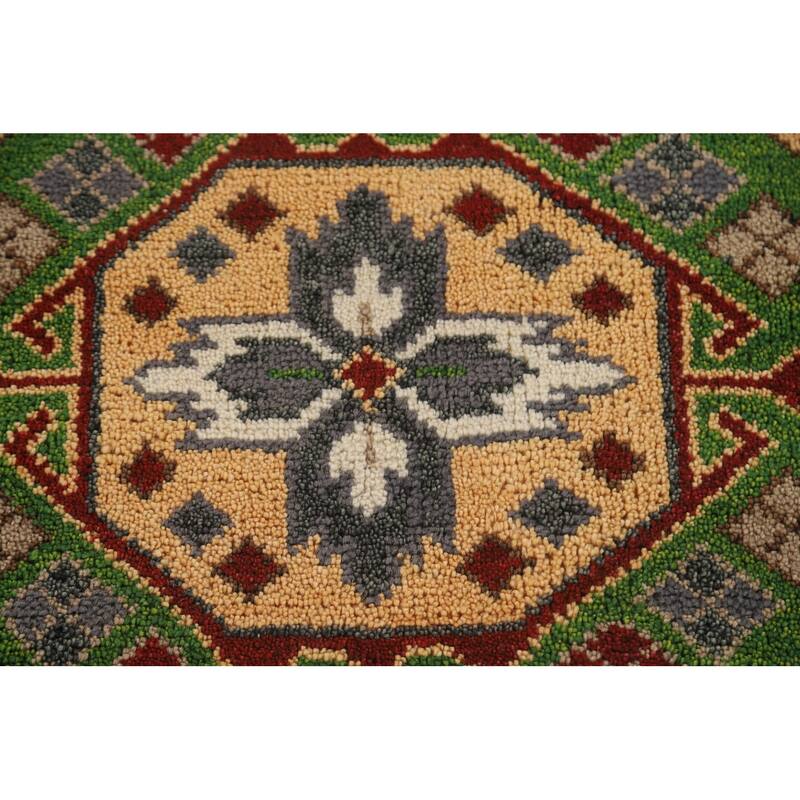 Traditional Kazak Area Rug Hand-Knotted Oriental Wool Carpet - 8'0" x 9'11"