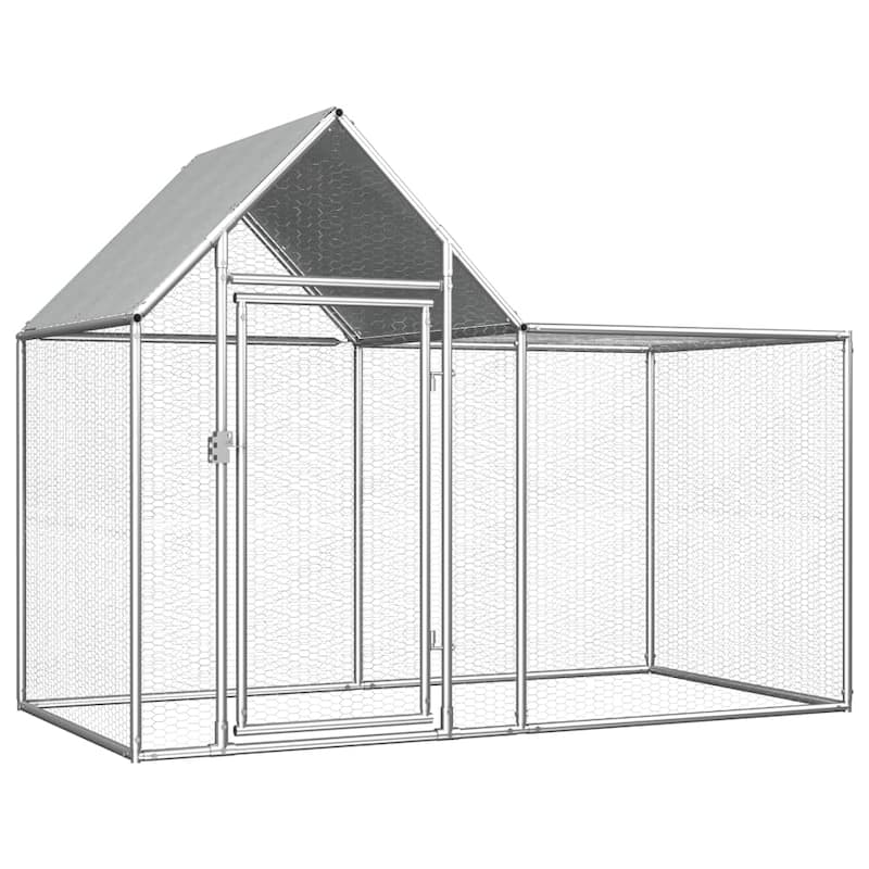 vidaXL Chicken Coop 6.6'x3.3'x4.9' Galvanized Steel - 6.6' x 3.3' x 4.9'